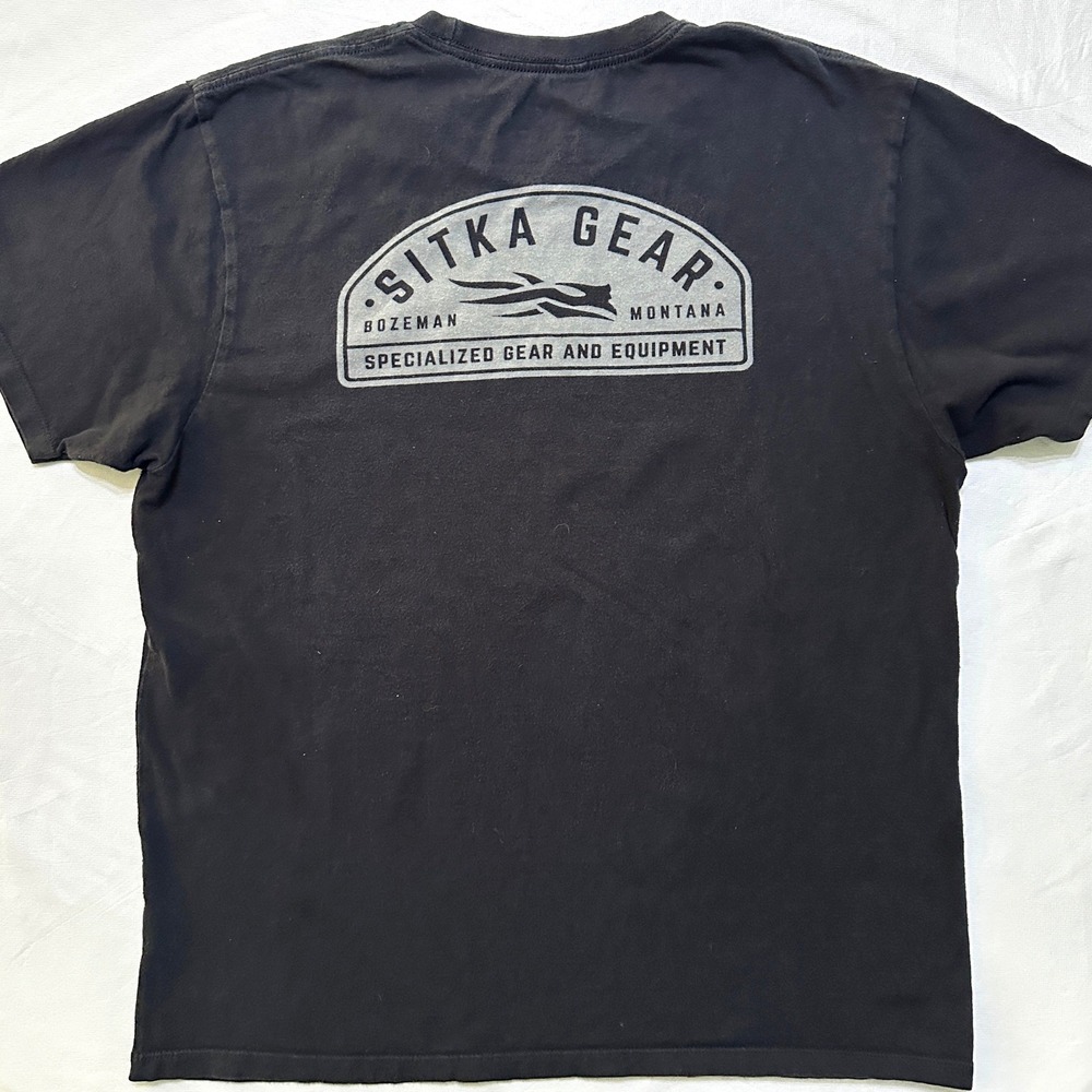 Sitka Gear T Shirt Large Black Organic Cotton Graphic Bozeman Gorpcore Rugged